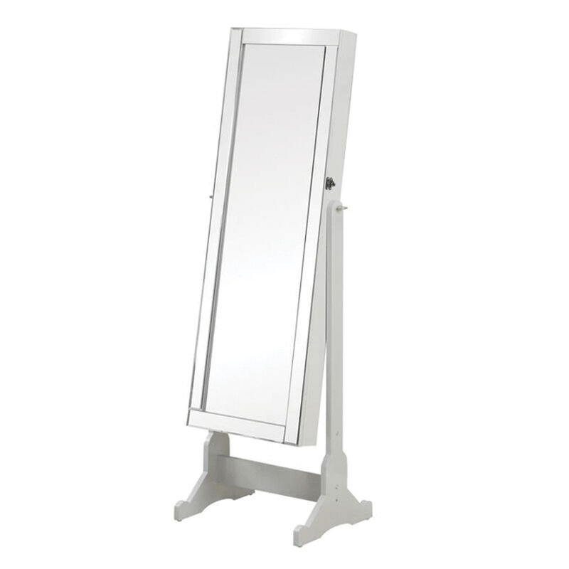 Beautiful  Jewelry Cheval Mirror  With Interior Storage, Gray-Benzara