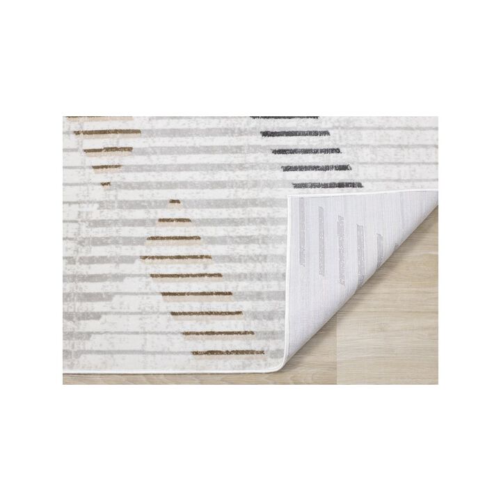 Novelle Home Washable Distressed Brown Cream Indoor Area Rug, 5'3 x 7'7