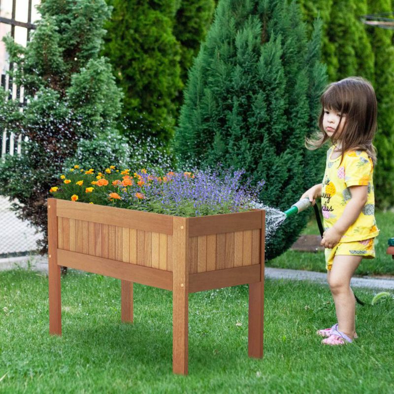 Hivvago Wooden Raised Garden Bed Solid Wood Elevated Planter Box with Legs