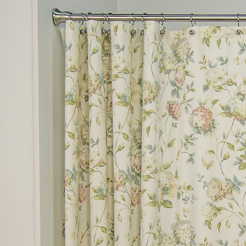 Ellis Curtain Abigail Classic Floral Design Button Holes Shower Curtain 72" x 72" Multicolor