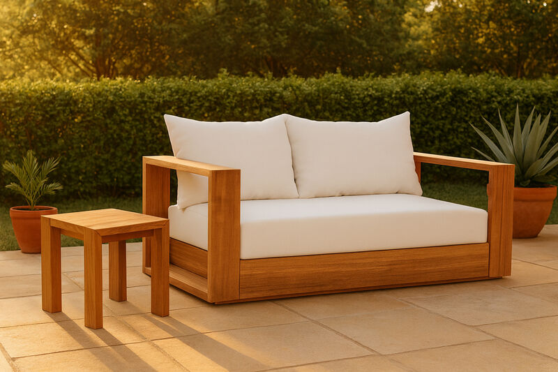 Meridian Furniture Tulum Off White Water Resistant Fabric Outdoor Loveseat image number 1