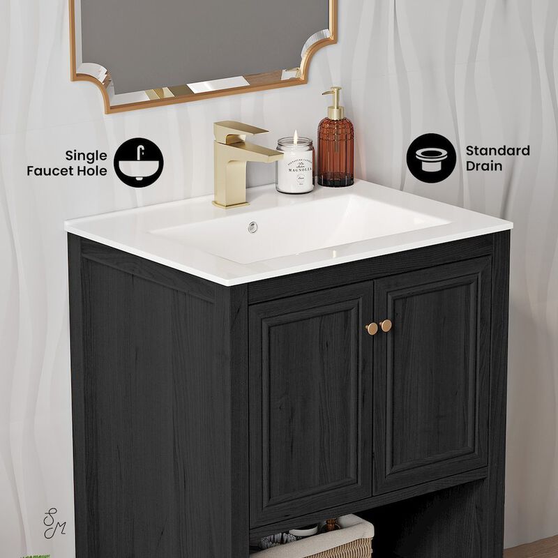 Chateau 24" Freestanding Bathroom Vanity in Black Oak with Sink Top image number 3