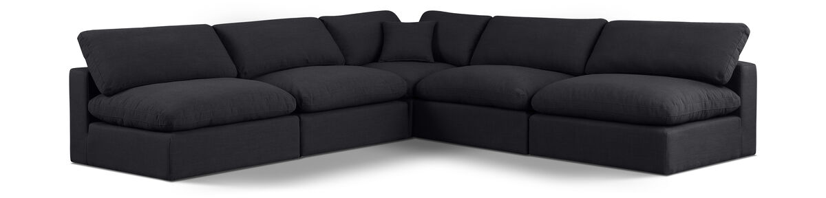 Meridian Furniture Comfy Black Linen Textured Fabric Modular Sectional