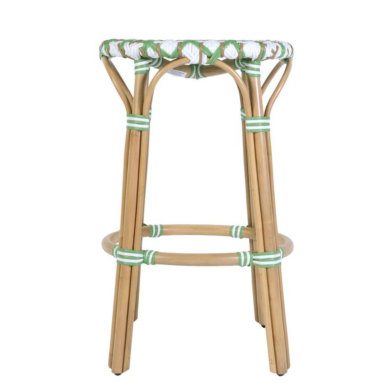 Butler Specialty Ballito 30 in. Seat Height Oval Rattan Bar Stool with Footrest, Yellow and Brown image number 4