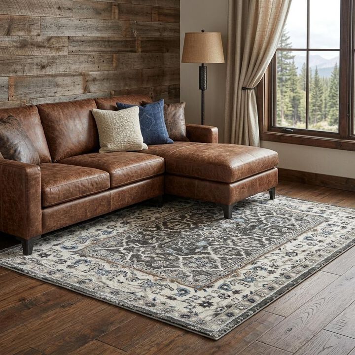 HomeRoots Floral Power Loom Area Rug