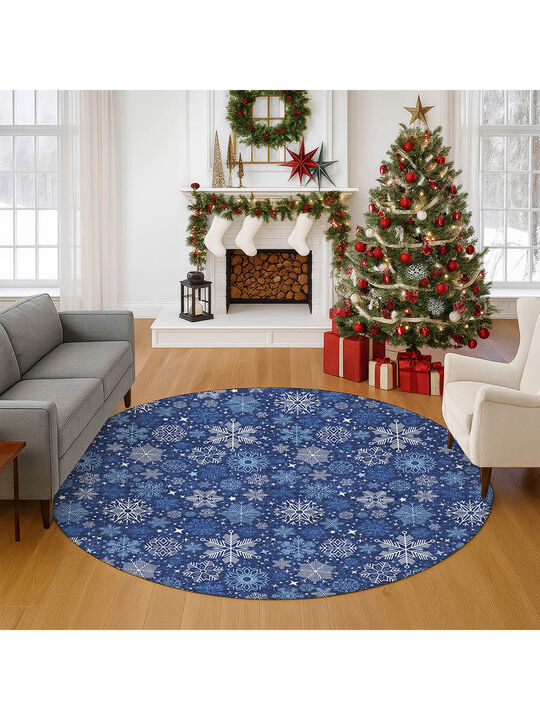 Merry & Bright MY25 Navy 8' Round Rug