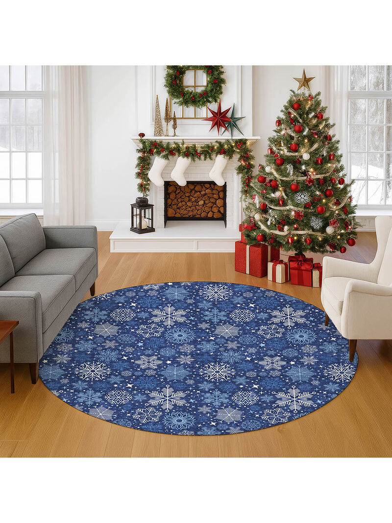 Merry & Bright MY25 Navy 8' Round Rug