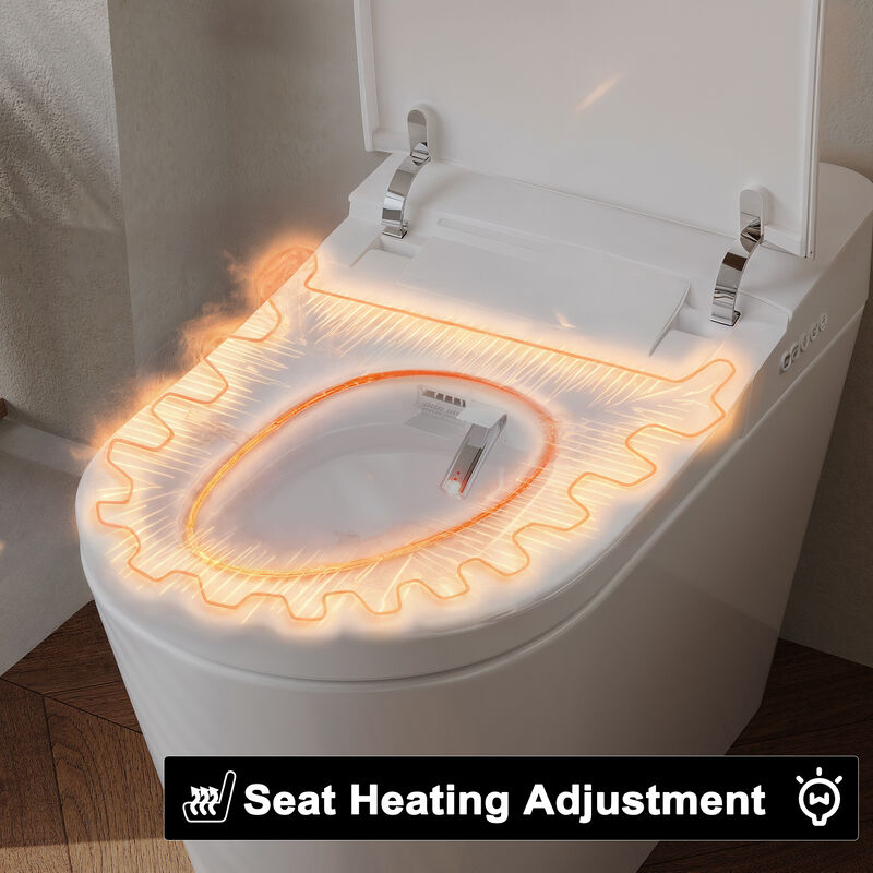 FUFU&GAGA Advanced Ceramic Glazing Smart Toilet with UV Sterilization, Radar Sensing Flip Cover, Foot Sensor, Built-in Bidet and Ambient Lighting (27.9 in. W x 15.4 in. D x 19.3 in. H), White