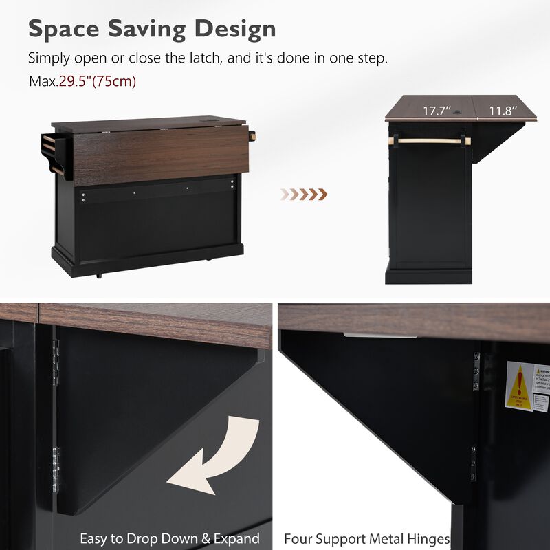 Hocarn Drop Leaf Kitchen Island image number 4