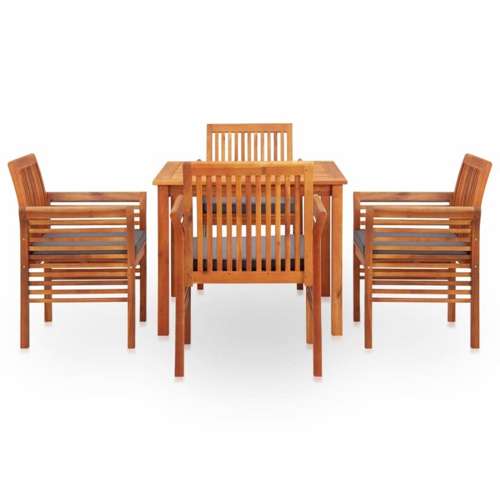 vidaXL 5 Piece Outdoor Dining Set with Cushions Solid Acacia Wood