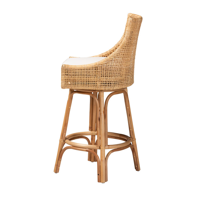 Baxton Studio Bella Modern Bohemian Natural Rattan Bar Stool
