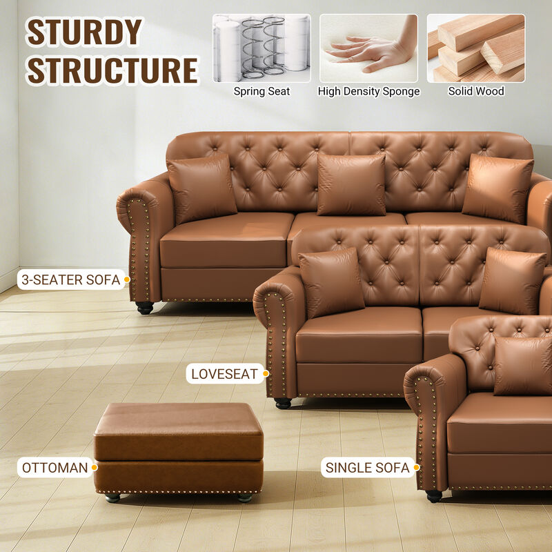 Lerkka Upholstered Faux Leather Sofa Sets image number 5
