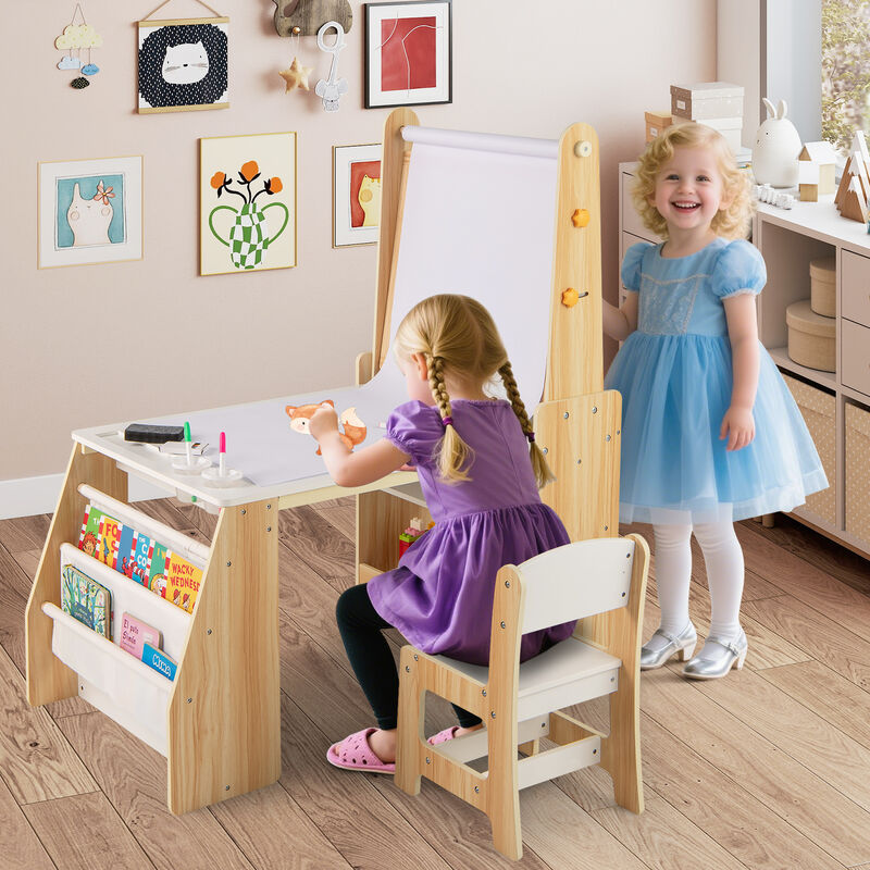 Children&rsquo;s Art Desk and Chair with Easel for Drawing and Reading image number 5
