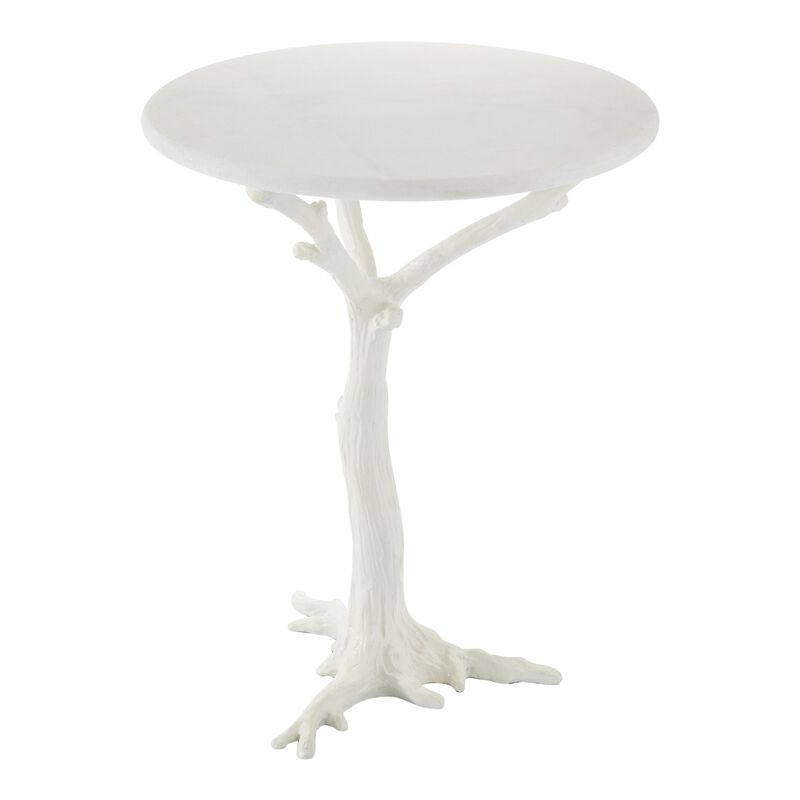 White Faux Bois Side Table