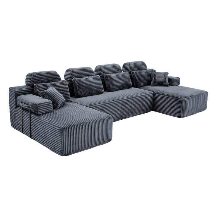 Tert U Shaped Corduroy Sectional Sofa