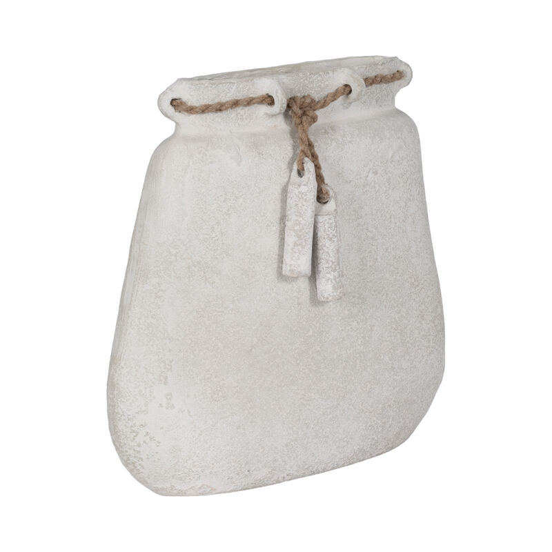 Ecomix, 16"h Vase W/ Jute Detail, White image number 2