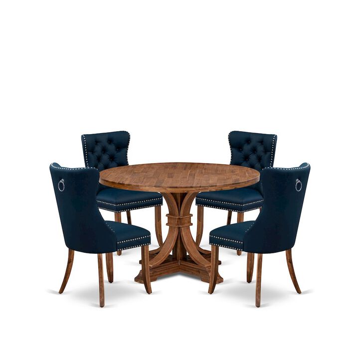 5-Piece Kitchen Table Set In Navy Blue Color