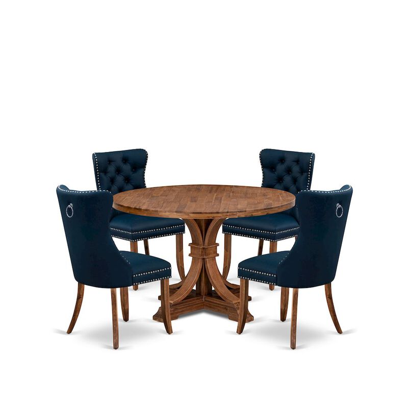 5-Piece Kitchen Table Set In Navy Blue Color