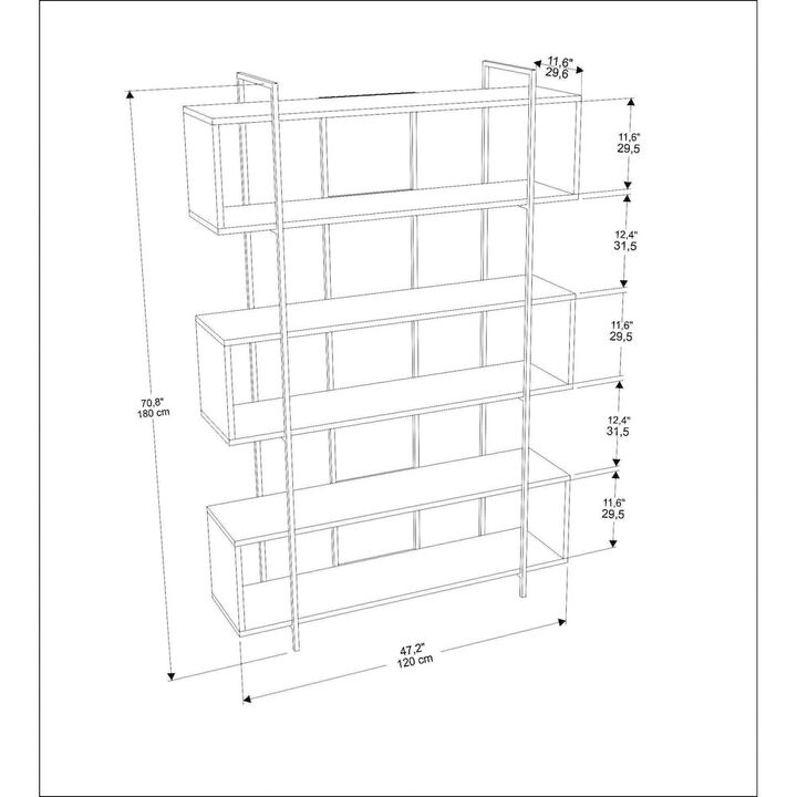 Decorotika Bruti Bookcase Sapphire Oak Gold