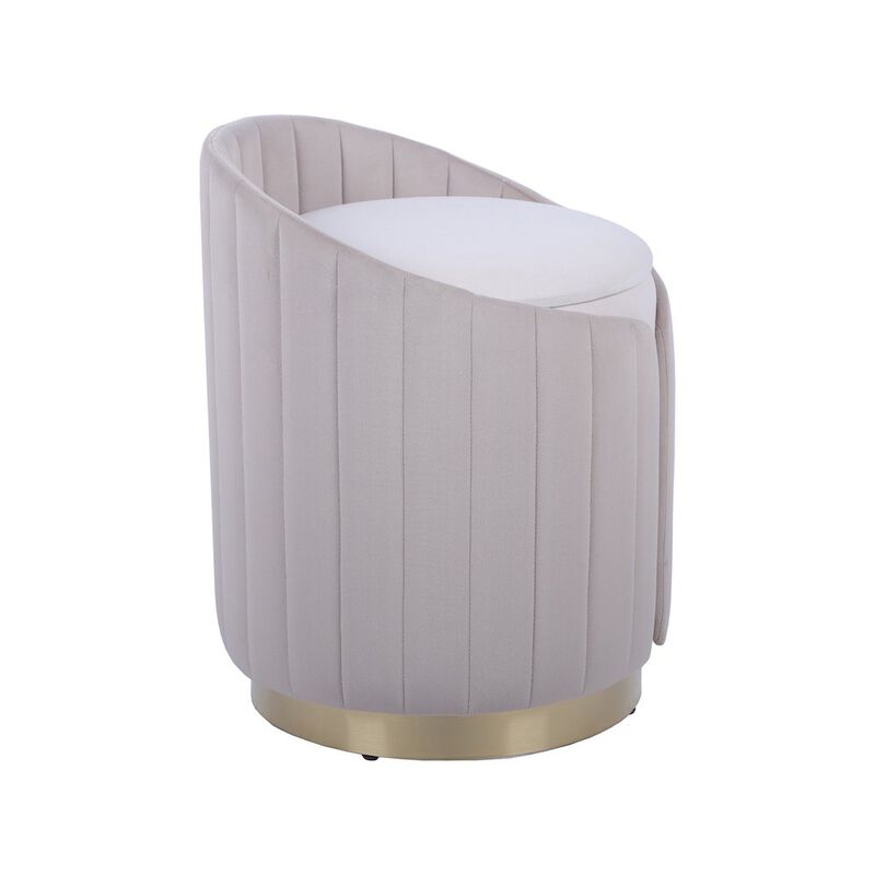 Two-Toned Ottoman with Storage or Vanity Stool, Taupe