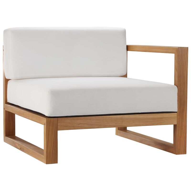 Modway EEI-4123-NAT-WHI Upland Patio Teak Wood Right-Arm Chair, Natural White