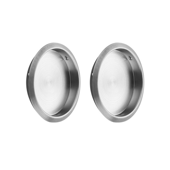 JOY DECOR 6 Pack Round Pocket Door Pulls Closet Door Pulls, 2-1/8"" Brushed Nickel Closet Finger Pulls, Easy Snap in Installatio