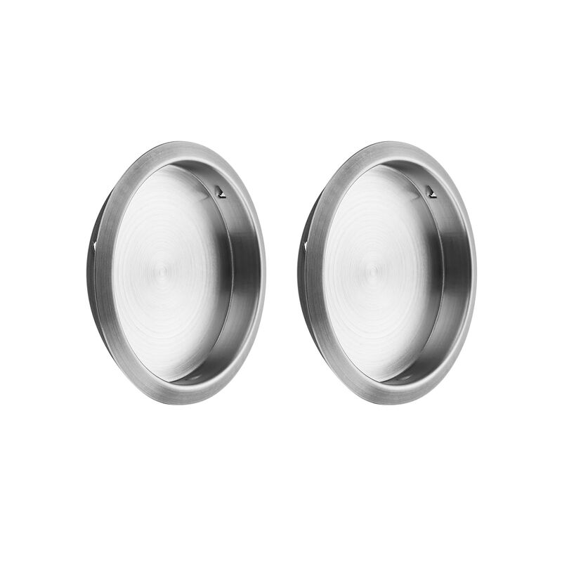 JOY DECOR 6 Pack Round Pocket Door Pulls Closet Door Pulls, 2-1/8"" Brushed Nickel Closet Finger Pulls, Easy Snap in Installatio