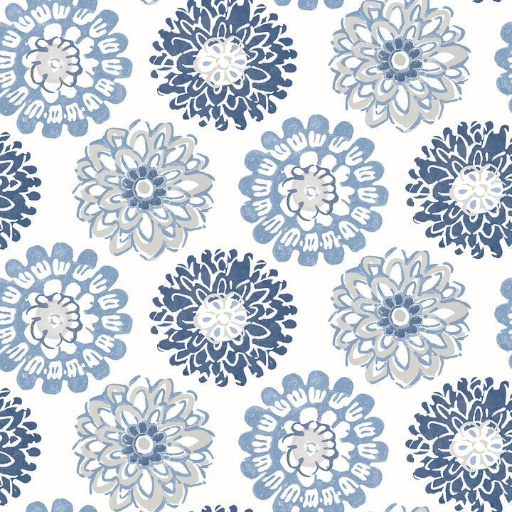 Sunkissed Blue Floral Wallpaper