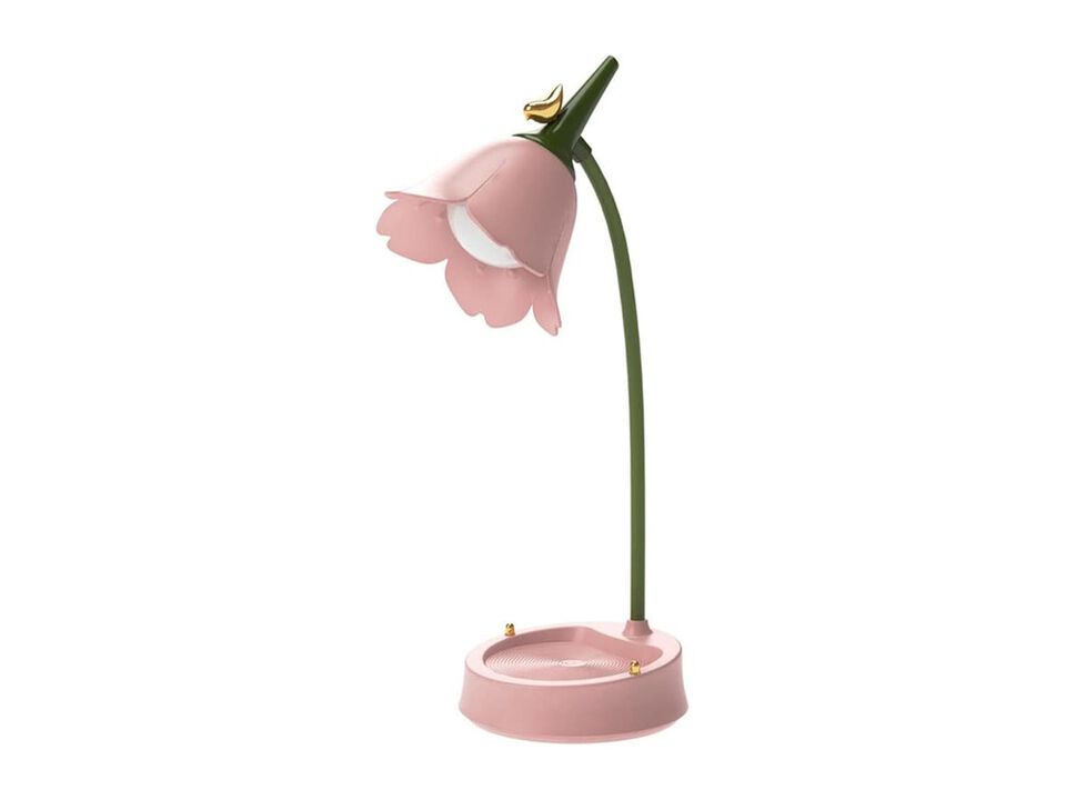 Rechargeable Cordless Dimmable Flower Table Lamp For Bedroom Desk Pink