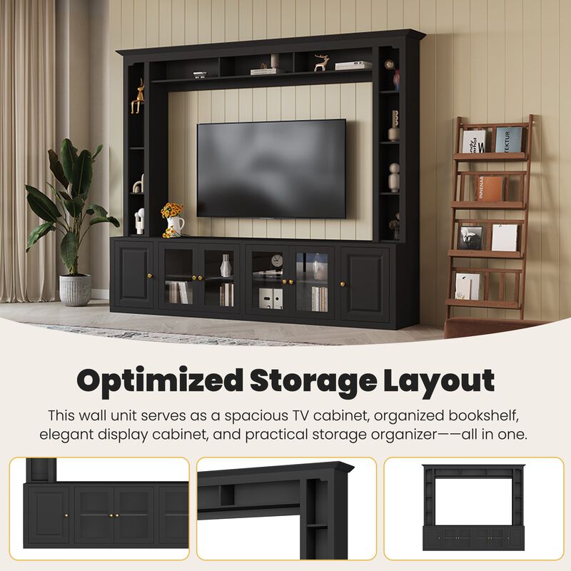 Clihome 4-Piece Modern Large Entertainment Center Wall Unit with Bookshelves for Living Room image number 2