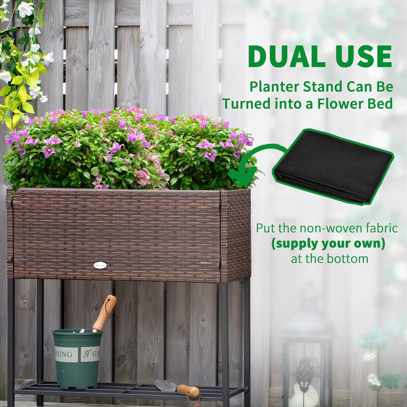 Hivvago Wicker Raised Garden Planter with Rack Shelf image number 6