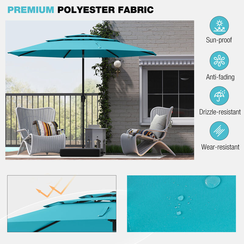 3-Tier Patio Umbrella with Push Button Tilt and Vented Canopy for Outdoor Shade