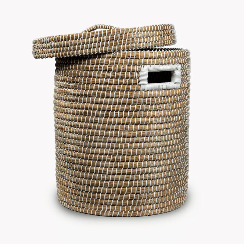 Multipurpose Cylindrical Storage Basket with Lid (Large)