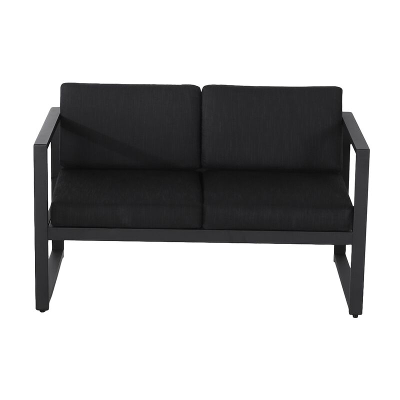 Novi 3pc Outdoor Set, 1 Loveseat, 2 Accent Chairs, Dark Gray Fabric, Metal