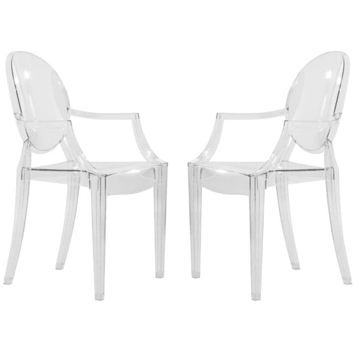 LeisureMod Carroll Modern Acrylic Dining Side Chair Set of 2