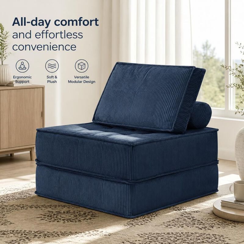 GOODSILO Modular Single Seater Sofa with DIY Multi-Combination Design, Skin-Friendly Fabric for Living Room image number 4