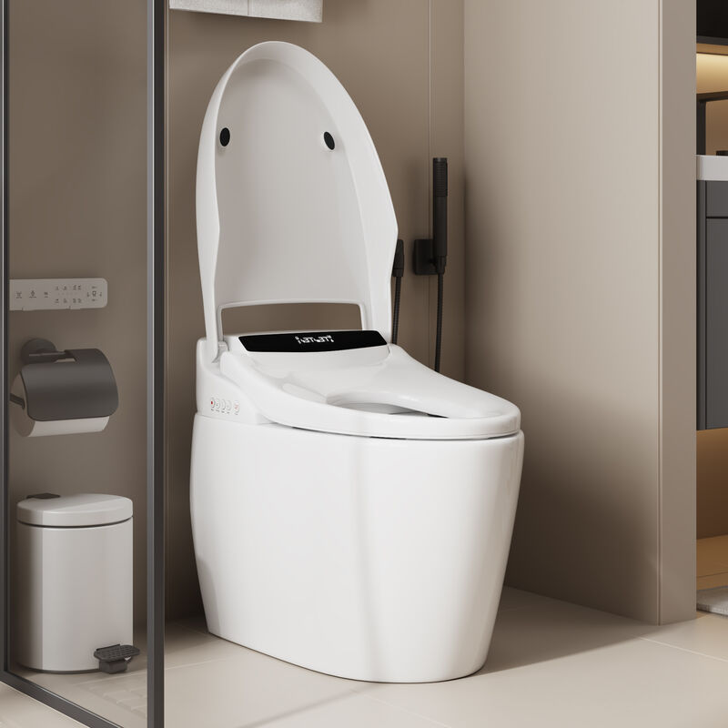 FUFU&GAGA Modern Ceramic Glazing Smart Toilet with Automatic Lid Foot Sensor Flushing Heated Seat and Multifunctional Bidet 26.8 in. W x 16.1 in. D x 18.7 in. H White