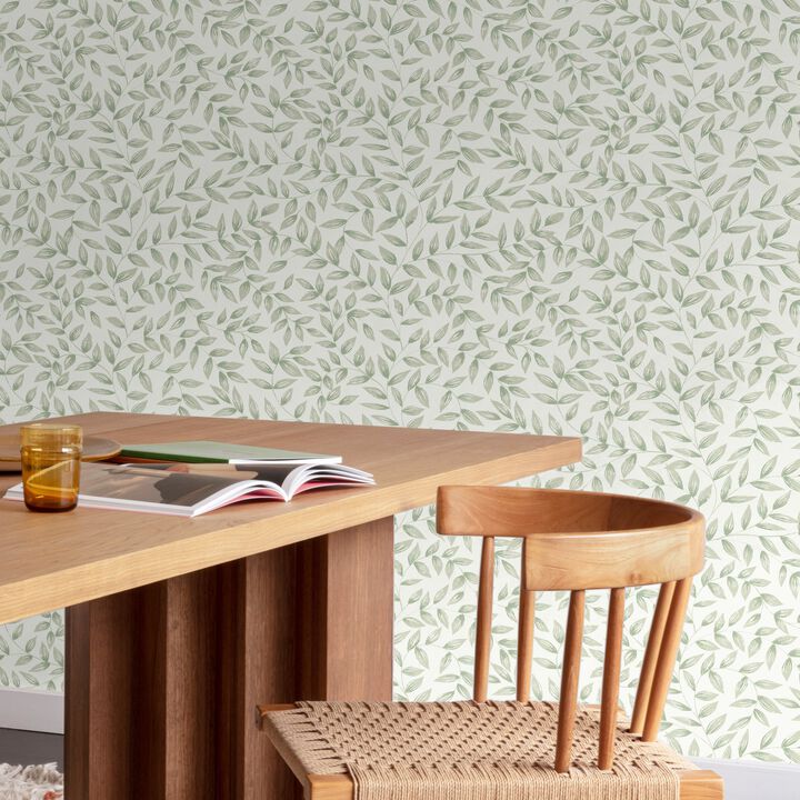 Inia Branched Leaves All-over Green Wallpaper INA79202