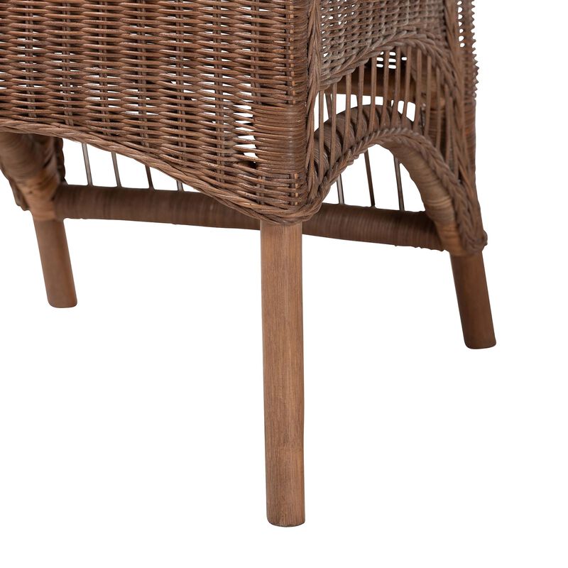 bali & pari Raya Natural Rattan Dining Chair - Handcrafted Wicker Accent Chair with High Arched Back and Cushioned Seat, Boho Coastal Seating for Dining Room or Kitchen