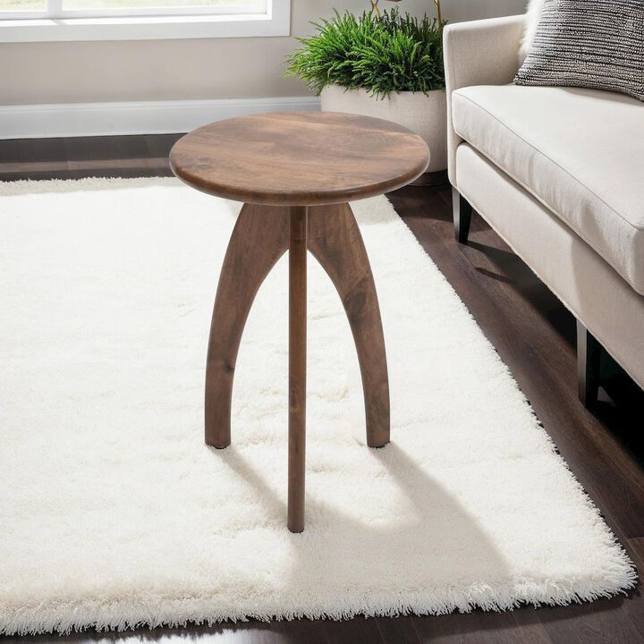 Jofran Aero Curved Space Age Round Mid-Century Modern Solid Wood Accent End Table