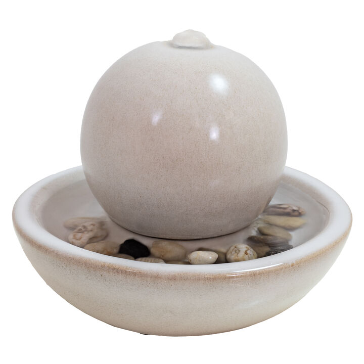 Sunnydaze Ceramic Indoor Tabletop Water Fountain with Orb - 7-Inch