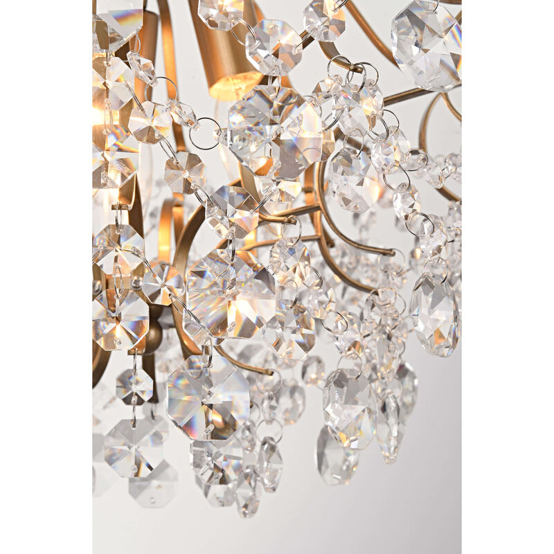 Alice Elegant Indoor 3-light Brushed Brass Crystal Flush Mount image number 4