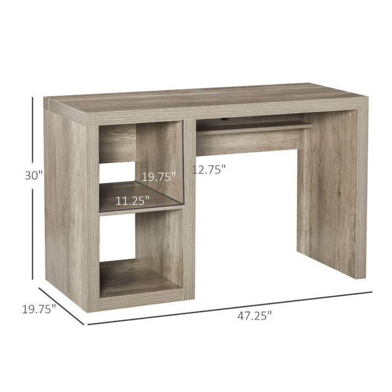 Natural Wood Workspace: Rectangle Computer Desk with Display Shelves