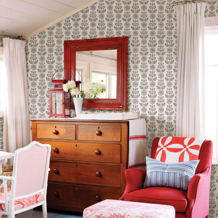 Dolly Dark Brown Folk Floral Wallpaper (Set of 2)