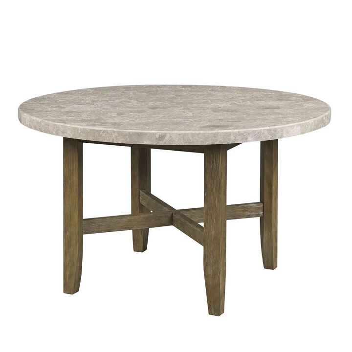 Karsen DINING TABLE W/MARBLE TOP Marble Top & Rustic Oak Finish DN