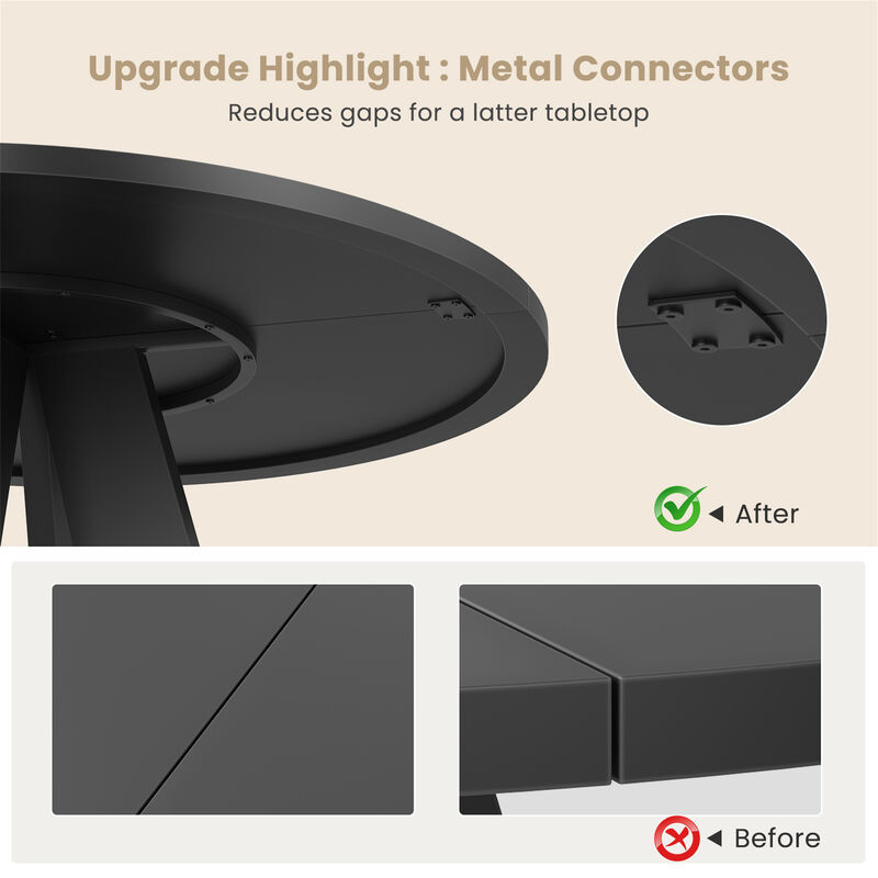 47" Modern Wood Round Dining Table with Sturdy Metal Base image number 4