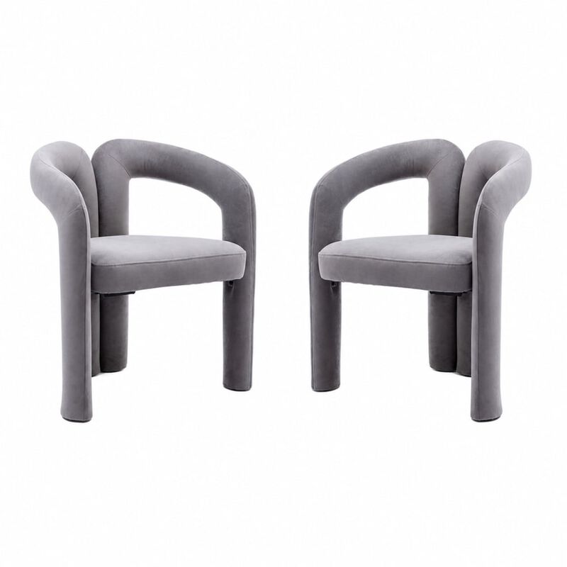 GOODSILO Contemporary Upholstered Barrel Accent Dining Armchairs, Seating for Living Room, Kitchen, Dining Spaces, Set of 2 image number 0