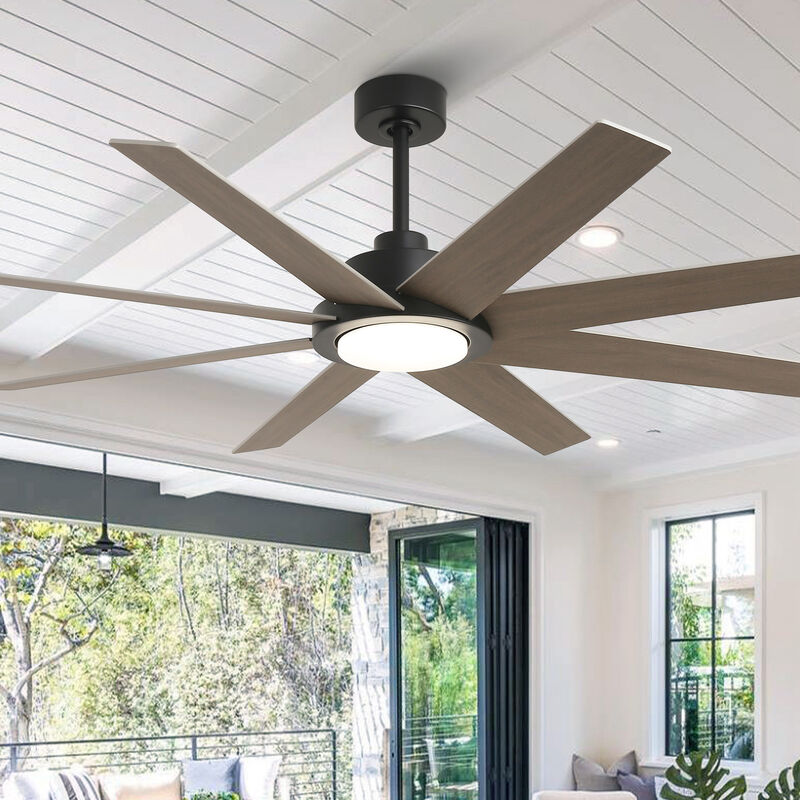 60 in. Matte Black Windmill Integrated LED Dimmable Ceiling Fan with Light and Remote