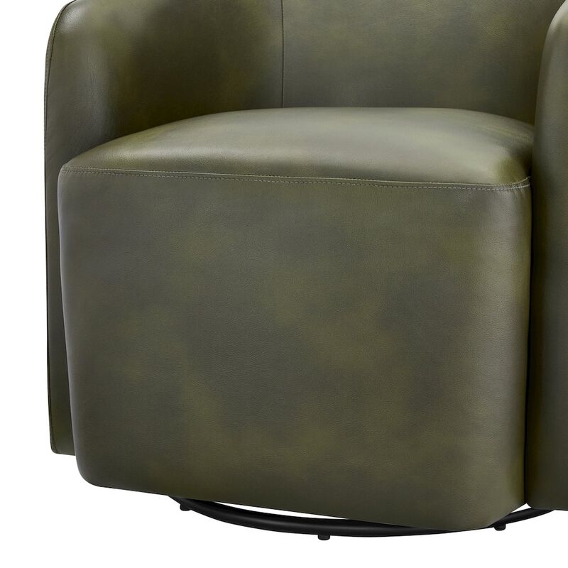 Amhurst Fern Green Faux Leather Swivel Barrel Chair