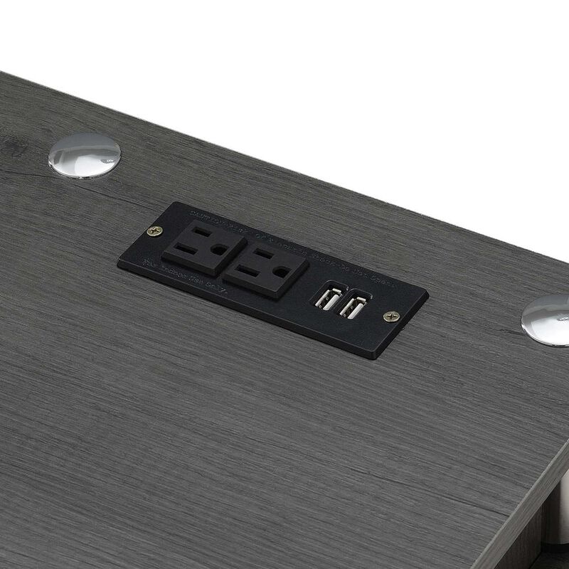 Convenience Concepts Designs2Go No Tools Student Desk with Charging Station, Charcoal Gray